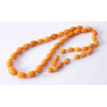 Antique single row butterscotch amber necklace bead sizes 13mm x 9mm to 22.5mm x 15.5mm, approx