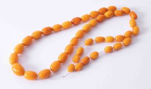 Antique single row butterscotch amber necklace bead sizes 13mm x 9mm to 22.5mm x 15.5mm, approx