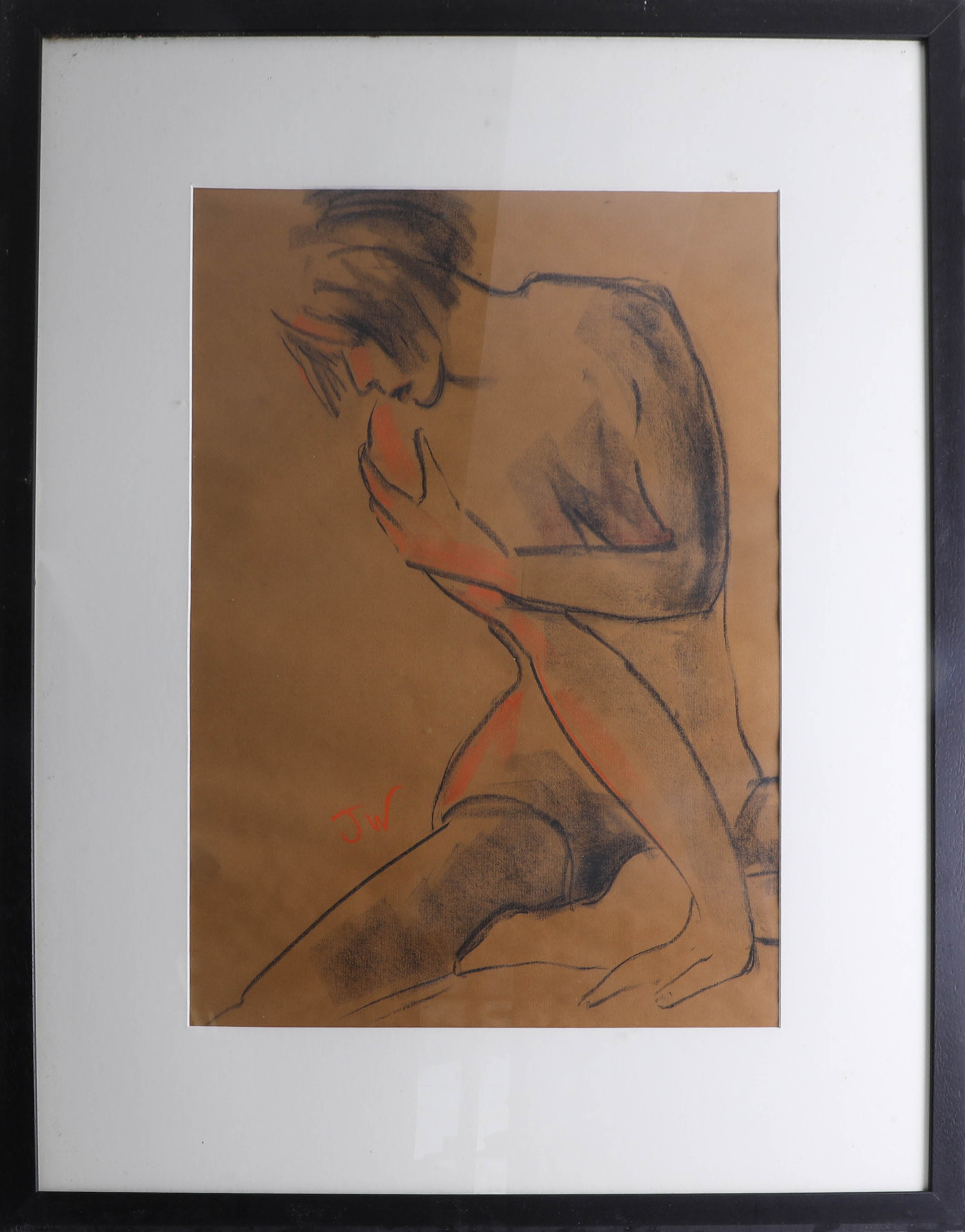 Jill Watkins, pastel sketch of lady, 67cm x 47cm, framed and glazed.