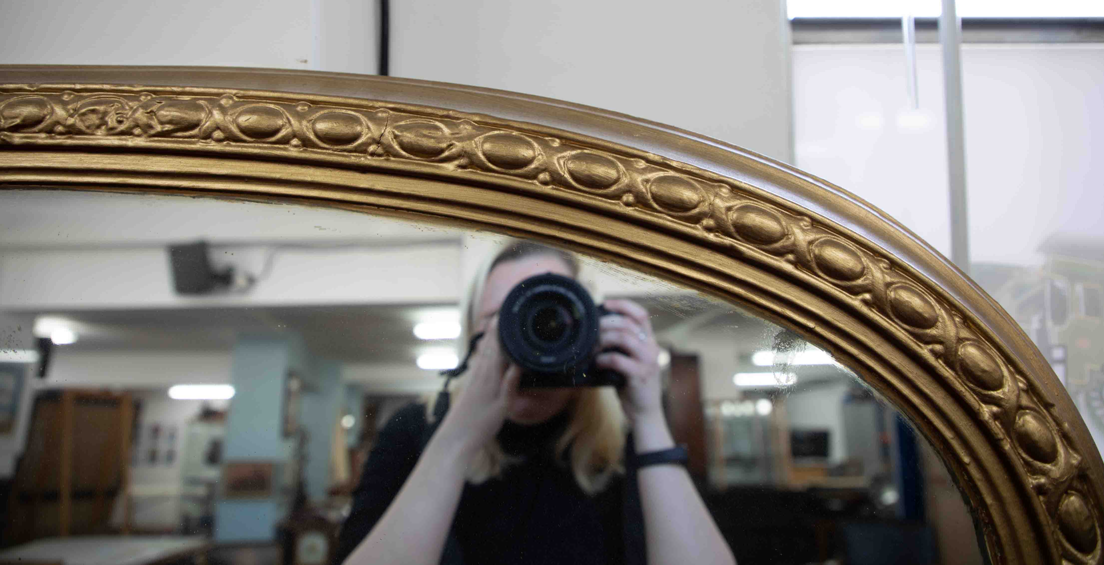 A Victorian gilt framed over mantle mirror, height 161cm, width (max) 143cm. - Image 4 of 10