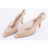 A pair of vintage ladies crystal embossed ball gown shoes, designed for Pophams.