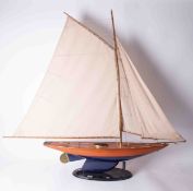 A 20th Century Pond Yacht with stand, height approx 113cm.