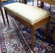 Three Vintage tables, kidney table, two tier table and circular wine table together with a piano