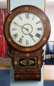 A Victorian mahogany and inlaid drop-dial wall clock by Jerome.