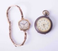 A 9ct yellow gold ladies Vertex watch together with a fob watch (2).