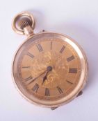 A 14ct yellow gold ladies fob watch, approx 32.0g.