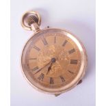 A 14ct yellow gold ladies fob watch, approx 32.0g.