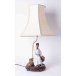A modern table lamp with chinese figure.