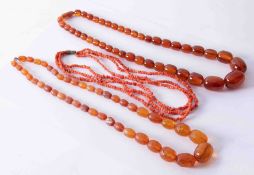 Antique single row faceted amber necklace strung on wild silk with 6.00mm bolt ring clasp approx