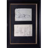 Robert Lenkiewicz, pencil sketches of figures, with ROL seal, framed and glazed, 18cm x