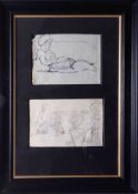 Robert Lenkiewicz, pencil sketches of figures, with ROL seal, framed and glazed, 18cm x