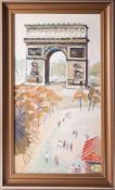 Fred Yates (1922-2008) oil on board, 'Arc de Triomphe, Paris', signed, image size 51cm x 28cm