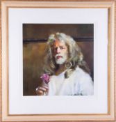 Robert Lenkiewicz, 'Self Portrait Holding Rose', signed limited edition print 62/500, 47cm x 47cm,