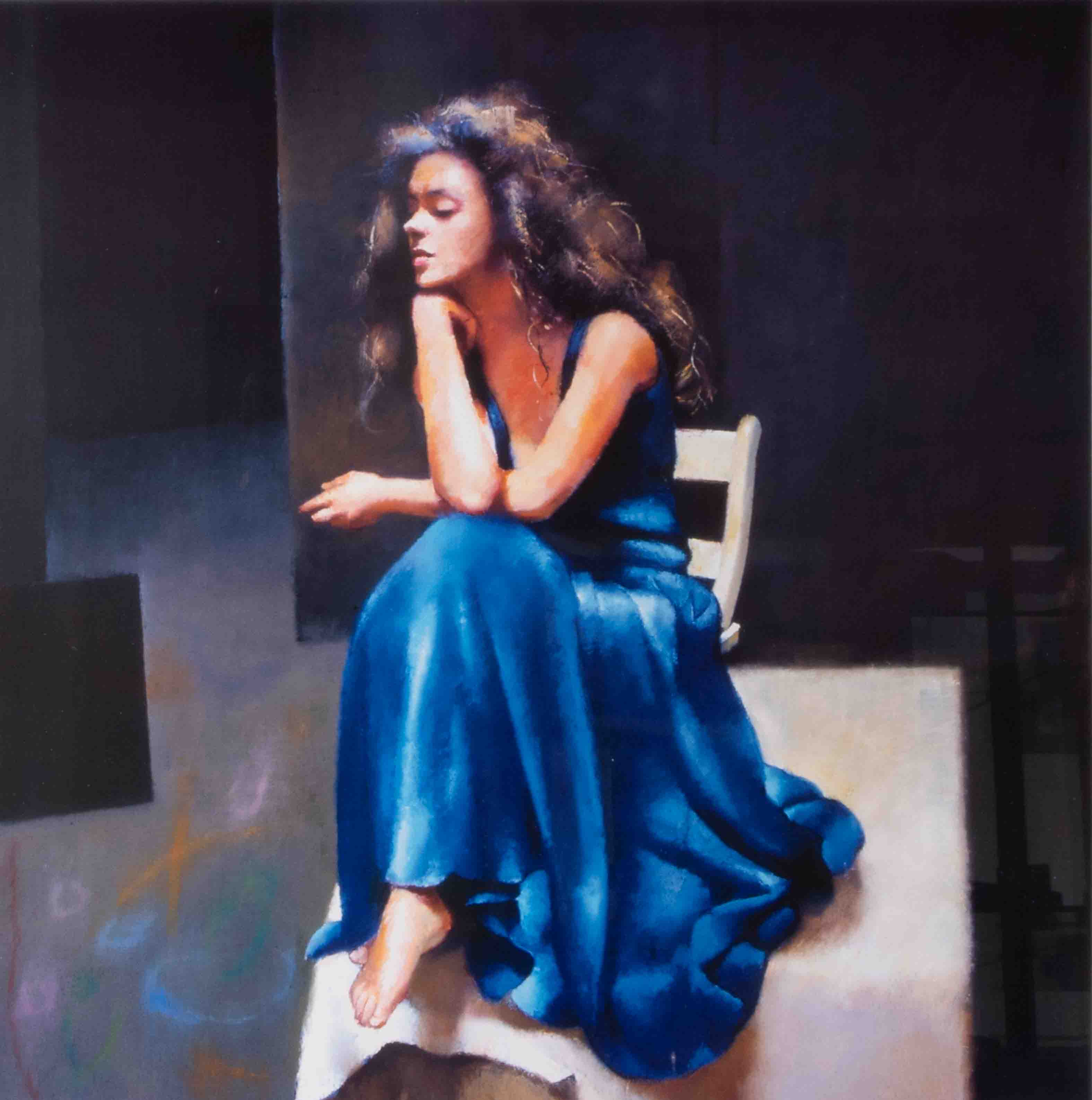 Robert Lenkiewicz, 'Anna in Blue', signed limited edition print 70/500, 37cm x 37cm, framed and - Image 2 of 2