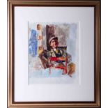 Robert Lenkiewicz, 'Old Corky' early watercolour study, signed, 36cm x 30cm, framed and glazed.