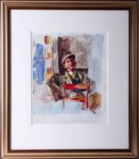 Robert Lenkiewicz, 'Old Corky' early watercolour study, signed, 36cm x 30cm, framed and glazed.