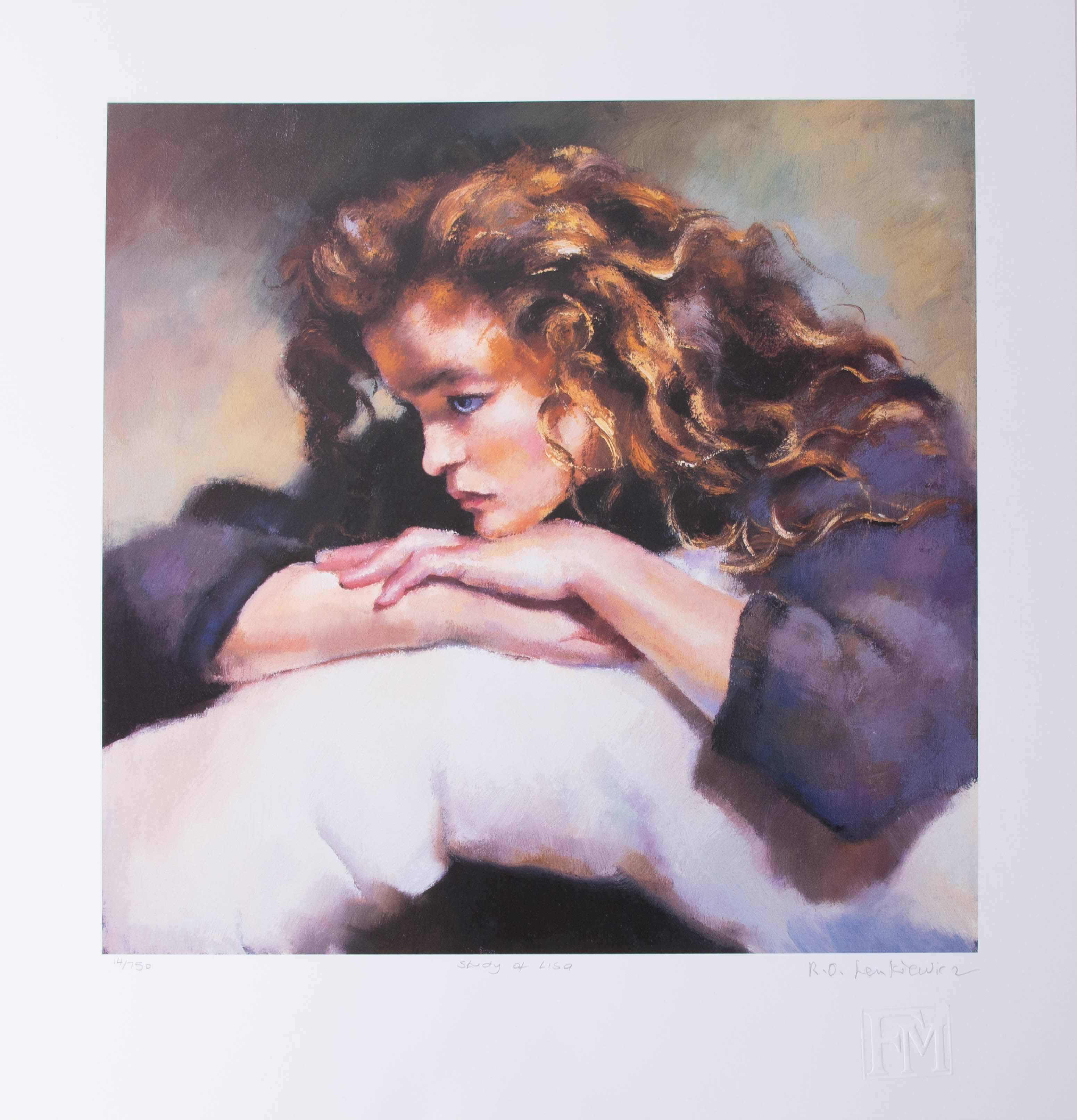 Robert Lenkiewicz, 'Study of Lisa', signed edition print 14/475, 37cm x 37cm, unframed, with