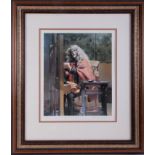 Robert Lenkiewicz, 'Self Portrait at Easel 1992' signed edition print 274/500, 44cm x 35cm, framed