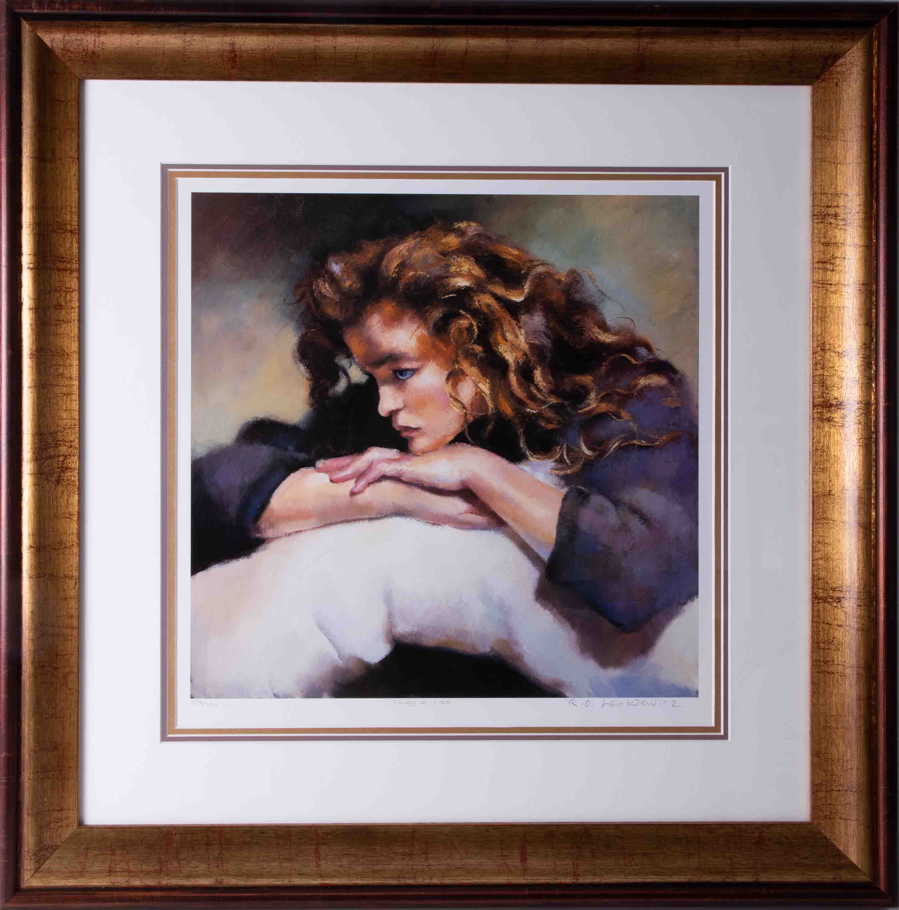 Robert Lenkiewicz, 'Study of Lisa', signed limited edition print 578/750, 37cm x 37cm, framed and