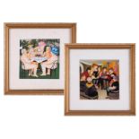 After Beryl Cook, two small open prints including Tea Party, 15cm x 15cm, framed and glazed.