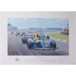 A set of eight limited edition Motor Racing prints number 214/600 by Tony Smith titled 'The