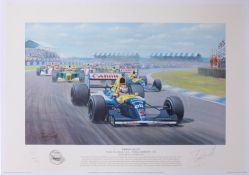 A set of eight limited edition Motor Racing prints number 214/600 by Tony Smith titled 'The