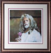 Robert Lenkiewicz, 'Self Portrait with Rose', signed limited edition 435/500, framed and glazed,