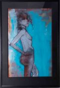 Beth Pearson, mixed media, 'Out There', signed, framed and glazed, 100cm x 69cm.