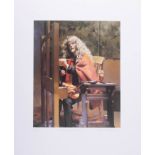 Robert Lenkiewicz, 'Self Portrait at Easel', signed limited edition print 61/500, 38cm 32cm,