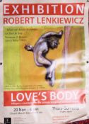 A large laminated canvas exhibition poster / print, Robert Lenkiewicz 'Loves Body, Man in a knot
