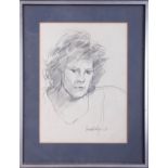 Robert Lenkiewicz, early signed pencil sketch of a Young Women, 36cm x 27cm, framed and glazed.
