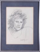 Robert Lenkiewicz, early signed pencil sketch of a Young Women, 36cm x 27cm, framed and glazed.