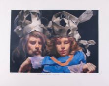 Robert Lenkiewicz, 'Painter with Mary - Paper Crowns', signed limited edition print 154/250, 47cm
