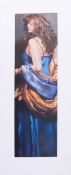 Robert Lenkiewicz, 'Karen in Blue', signed limited edition print 466/475, 72cm x 20cm, unframed,