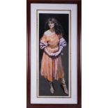 Robert Lenkiewicz, 'Karen Standing' signed edition print 41/500, 77cm x 29cm, framed and glazed.