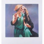 Robert Lenkiewicz, 'Bella with Painter', signed limited edition print 476/550, 50cmx 50cm, unframed,