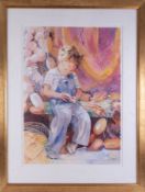 Catherine Staveley, signed watercolour 'Father of the Man', 77cm x 57cm.