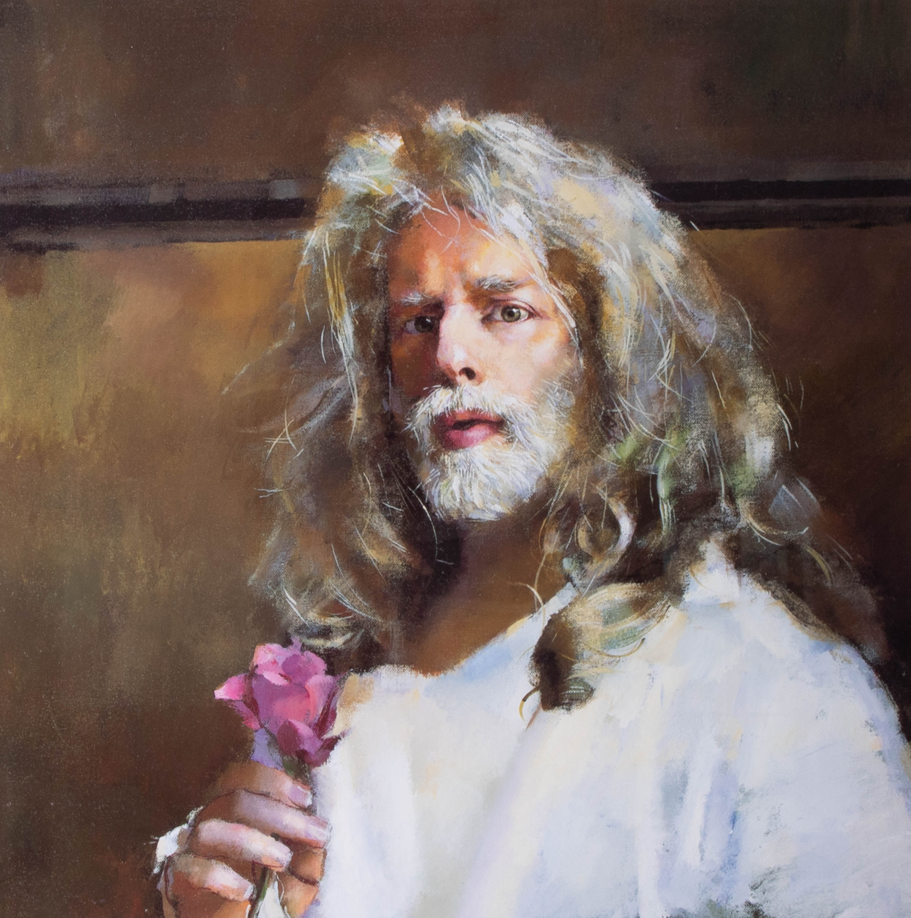Robert Lenkiewicz, 'Self Portrait with Rose - 1998', signed edition print 480/500, 47cm x 47cm, - Image 2 of 2