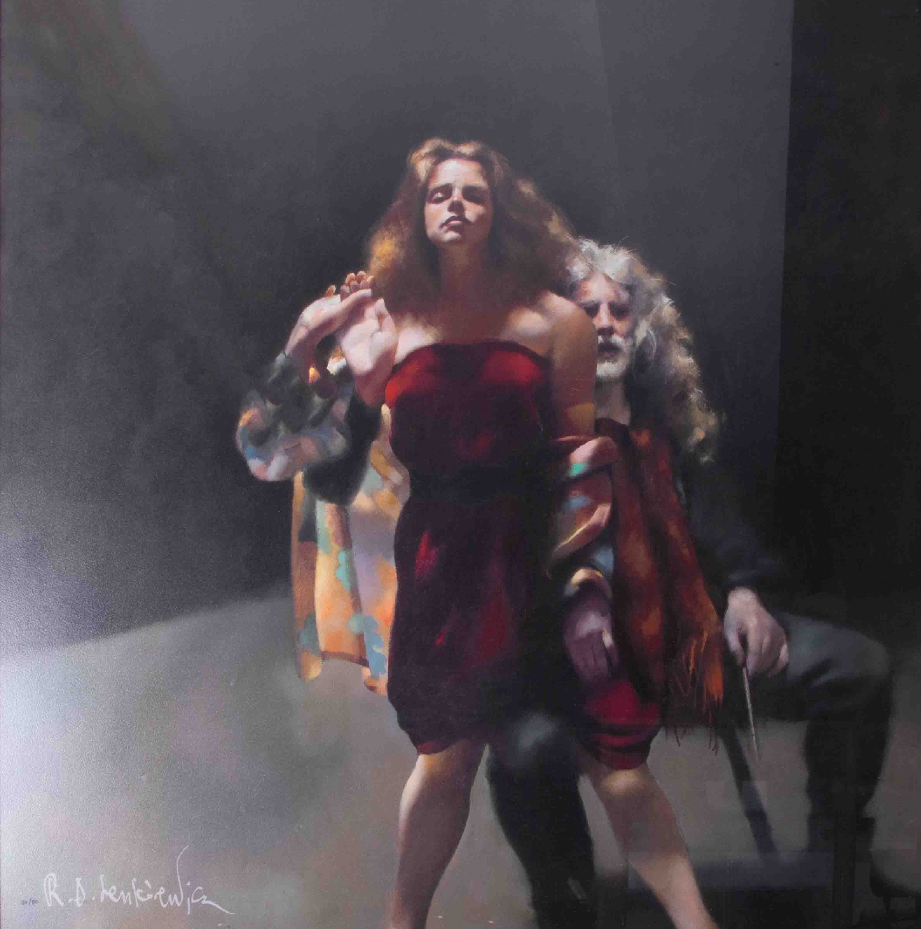 Robert Lenkiewicz, 'Painter with Janine Pecorini, St. Antony Theme', limited edition giclee - Image 2 of 2