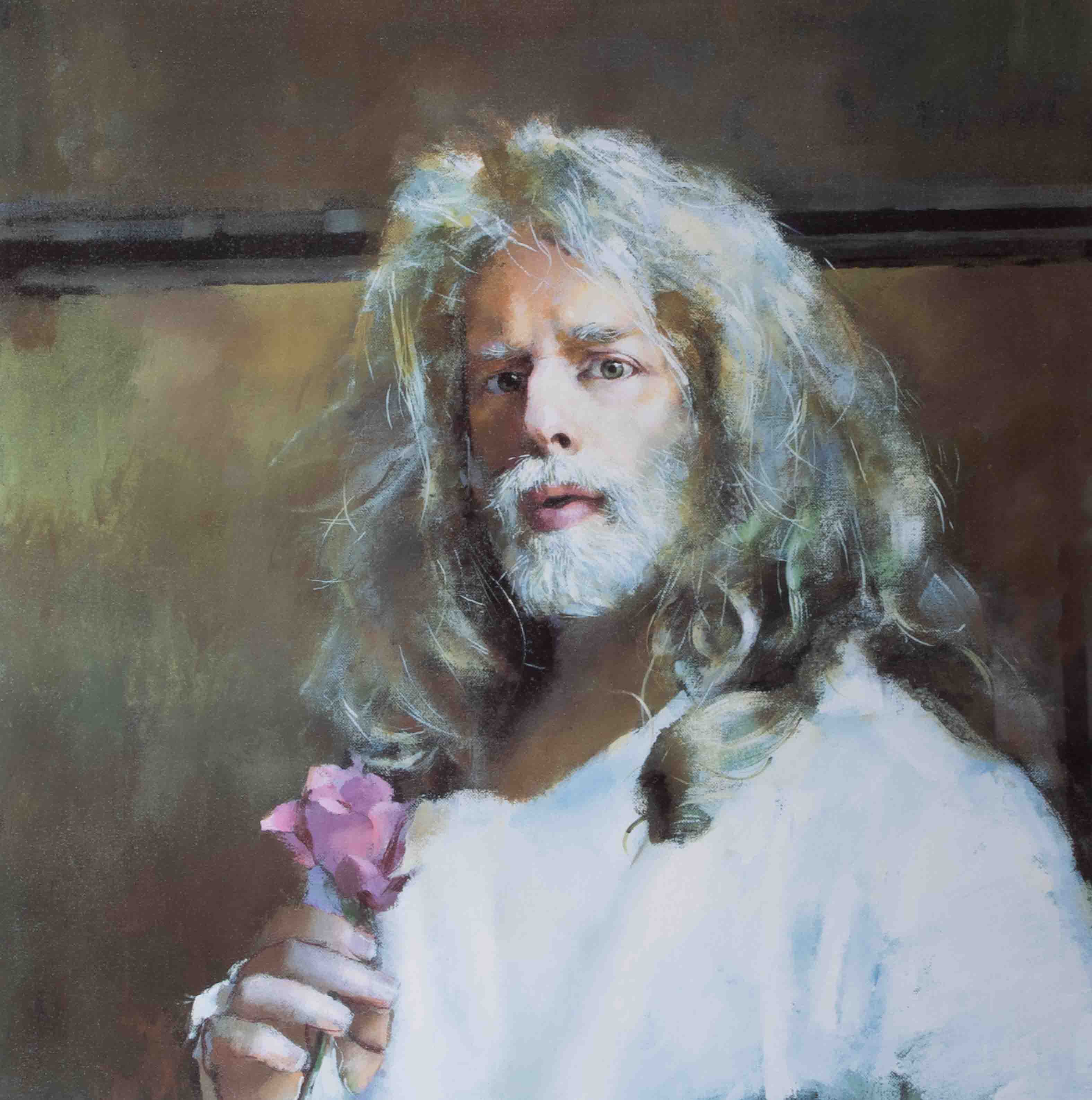 Robert Lenkiewicz, 'Self Portrait with Rose', signed limited edition 435/500, framed and glazed, - Image 2 of 2