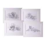 David Shepherd, a portfolio of 4 prints of pencil drawings published by Solomon & Whitehead titled