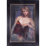 Robert Lenkiewicz, 'Fiorella, Half Length, Seated' oil on canvas, 92cm x 61cm, framed and glazed.