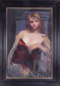 Robert Lenkiewicz, 'Fiorella, Half Length, Seated' oil on canvas, 92cm x 61cm, framed and glazed.