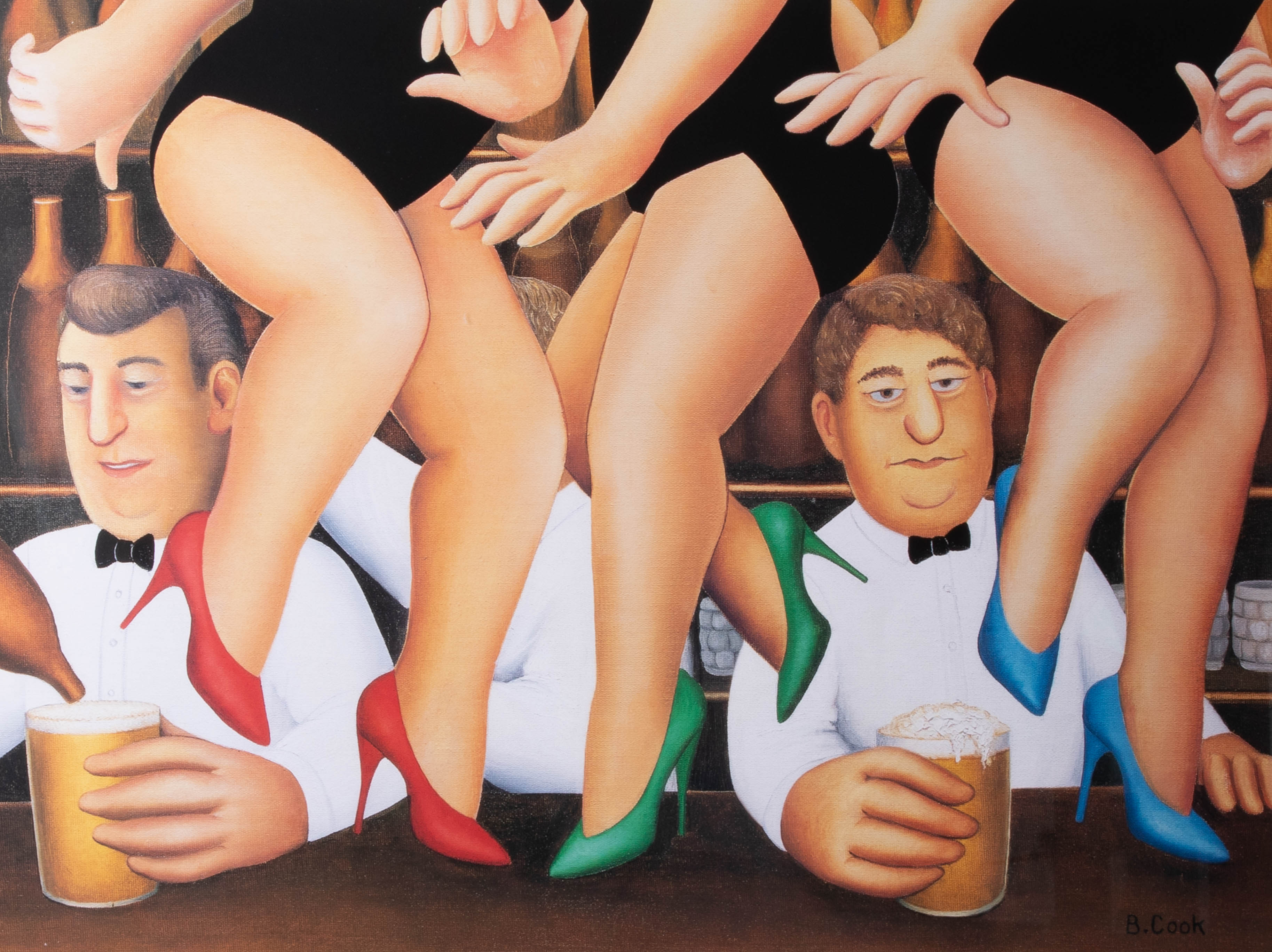 Beryl Cook (1926-2008), 'Dancing On The Bar', signed limited edition print 219/850, 38cm x 52cm, - Image 2 of 2