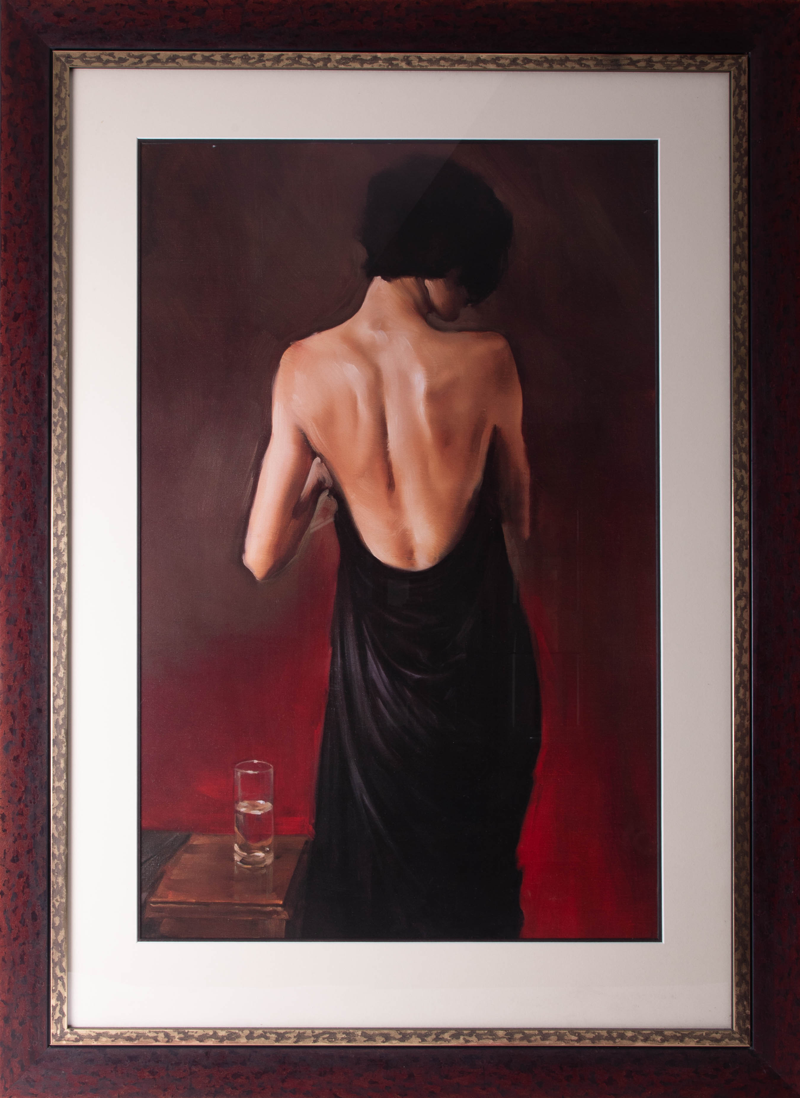 Michael J Austin, open print 'rear view of a lady', 81cm x 52cm, framed and glazed.