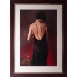 Michael J Austin, open print 'rear view of a lady', 81cm x 52cm, framed and glazed.