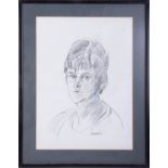 Robert Lenkiewicz, early pencil sketch of a Young man, signed, 38cm x 28cm, framed and glazed.