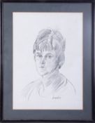 Robert Lenkiewicz, early pencil sketch of a Young man, signed, 38cm x 28cm, framed and glazed.