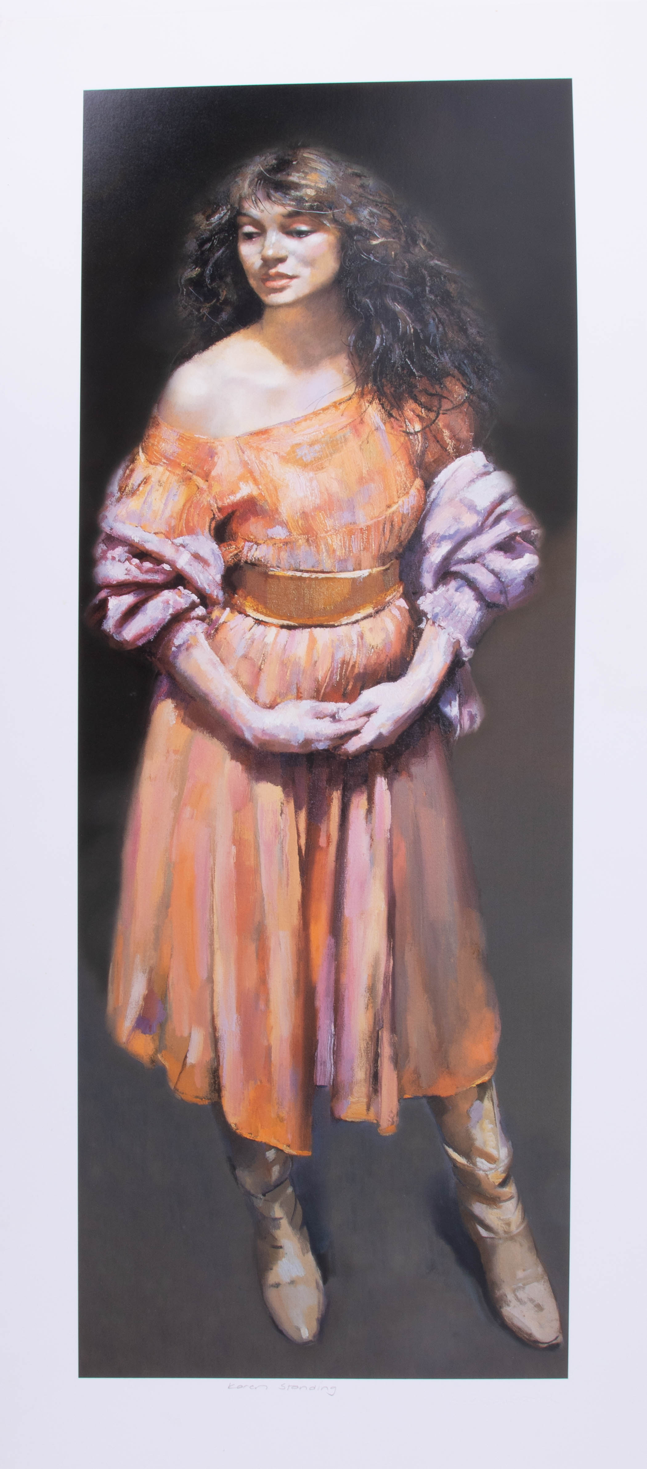 Robert Lenkiewicz, 'Karen Standing', signed limited edition print 395/500, 73cm x 25cm, unframed.