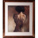 Michael J Austin, open print rear view of a lady, 63cm x 46cm, framed and glazed.